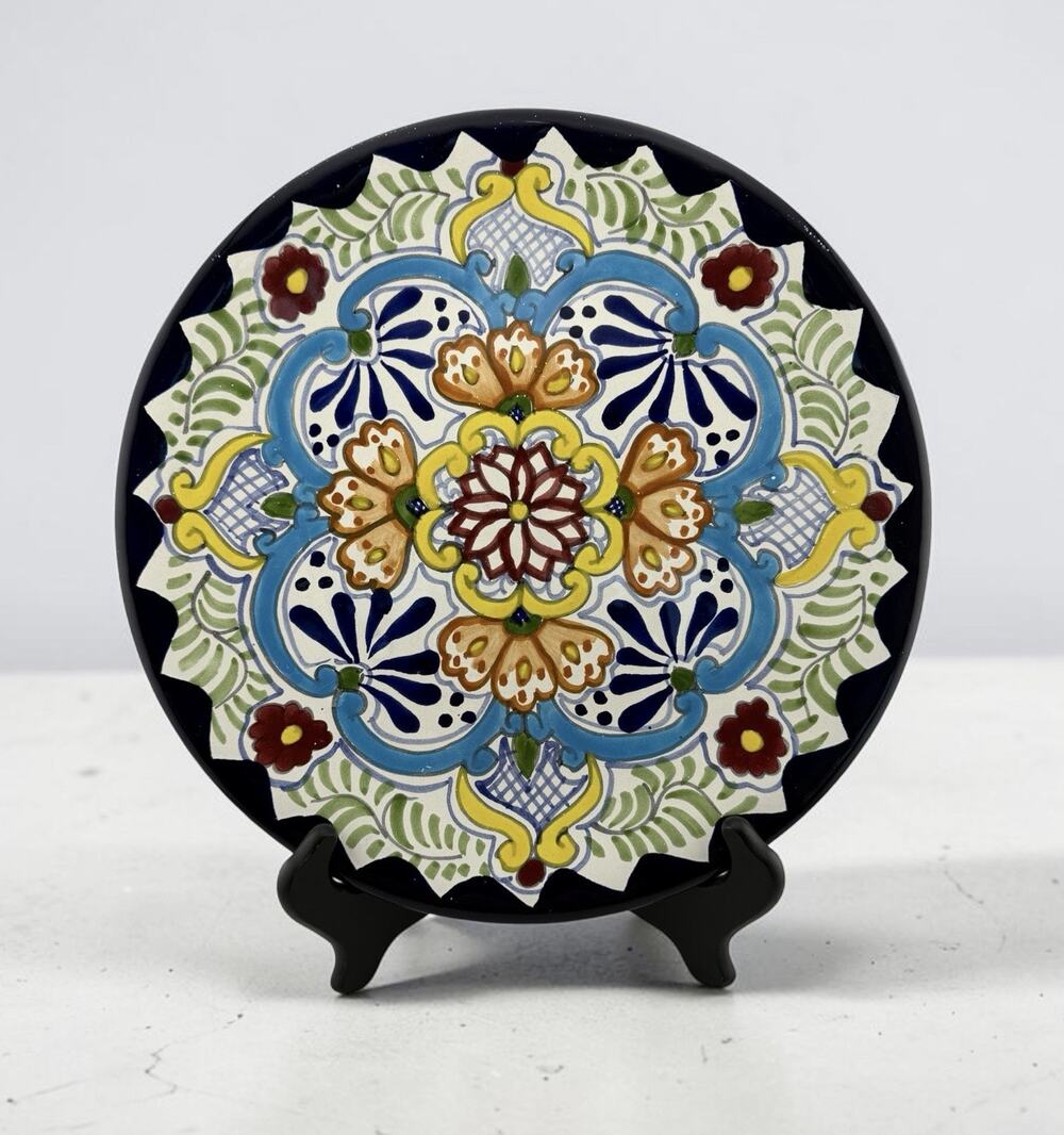 Mexican Puebla Talavera 11.5" Terra Cotta Charger Plate Lead Free Food Safe